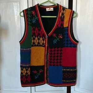 Vintage Crazy Horse Knit Sweater Vest Size Large